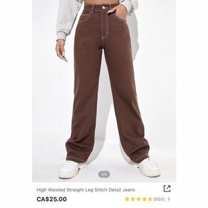 3/$30 SHEIN High Waisted Straight Leg Stitch Detail Jeans